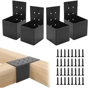 4 count Pergola Brackets Kit, Heavy Duty Pergola DIY Brackets Joist Bracket Connector Brace with Screws for 4''x4''  Posts, Beam Support Bracket for Patio, Pergola, Log Cabin, Fence