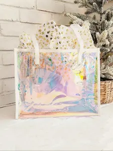 Fashionable Patterned Bag, Letter Pattern Clear Tote Bag, Portable Large Capacity Storage Bag, Multi-functional Toiletry Bag for Short Travel, Daily Matching, Business Trip, Swimming Storage, Casual Tote Bag, Stylish Tote Bag