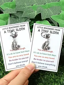 2pcs Cute Sloth Keychains, Cute Charms Keychain, With Small Reminder Emotional Support Pocket Hug Card, Female Inspirational Positive Energy Gift, Suitable For Family, Friends, Colleagues, DIY Accessories