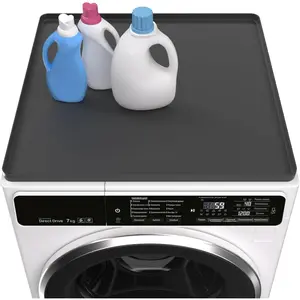 Washing Machine Cover for Top 27"x 27" Pad for Top of Washer or Dryer Protector Rubber Mat for Washing Machine Accessories Non Slip  Washable (Black)