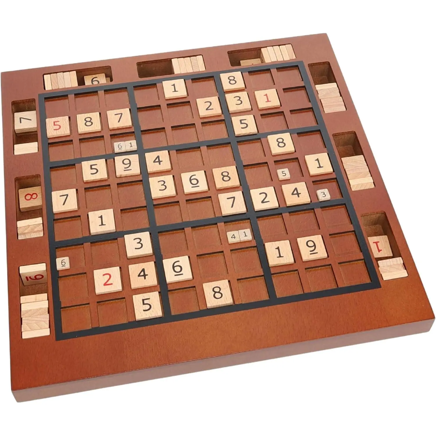 Solid Wood Sudoku Board Game with Storage Slots, Medium Stain - 11.5 in., Board Games
