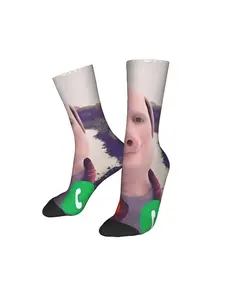 1 Pair Hip Hop Vintage J John P Pork Is Calling J Journal Crazy Men's compression Sock Unisex Street Style Pattern Printed Funny Novelty Happy Crew Sock Gift