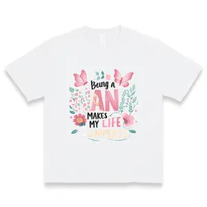 Being A Nana Makes My Life Complete Floral Butterfly Cotton Tshirt For Grandma