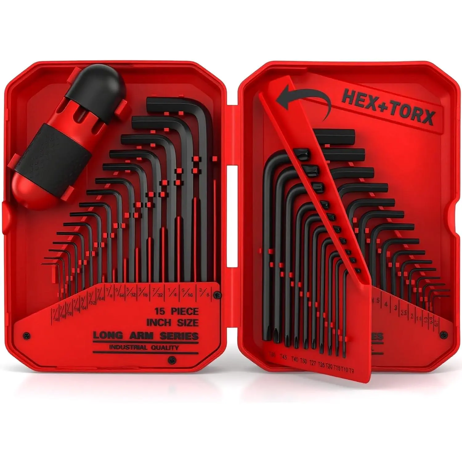 41-Piece Hex Key & Allen Wrench Set – SAE, Metric & Torx L-Shape Wrenches with Torque Handle, Heat Treated Cr-V Steel Tool Kit with Storage Case