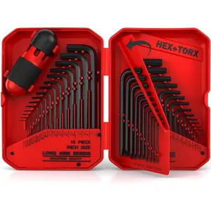 41-Piece Hex Key & Allen Wrench Set – SAE, Metric & Torx L-Shape Wrenches with Torque Handle, Heat Treated Cr-V Steel Tool Kit with Storage Case