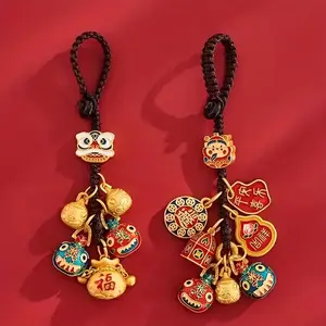 Authentic Feng Shui God of Wealth Keychain with Pixiu Pendant, Golden Color Car Keychain & Bag Charm for Prosperity, Perfect Gift