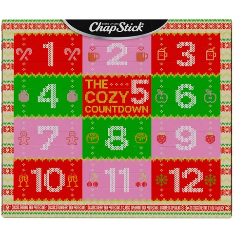 ChapStick Cozy Countdown Holiday Lip Balms 12-Pack, Advent Calendar Gift