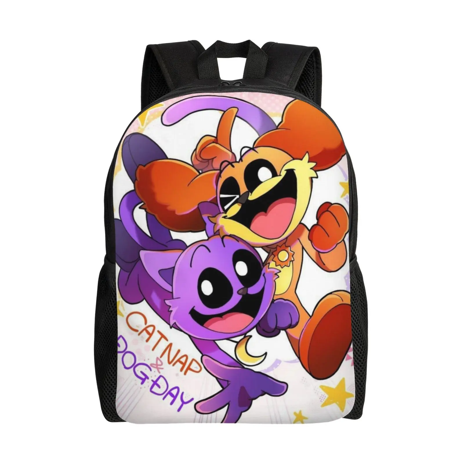 Catnap Dogday Graphic Print Backpack for Unisex Students, Scratch-Resistant 17-Inch Laptop Bag for School, Trips, and Campus Events