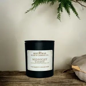 Midnight Coast Woody Aroma Room Candle, 9 oz Wooden Wick Candle with Bergamot, Marine Accord, Golden Amber for Home Decor