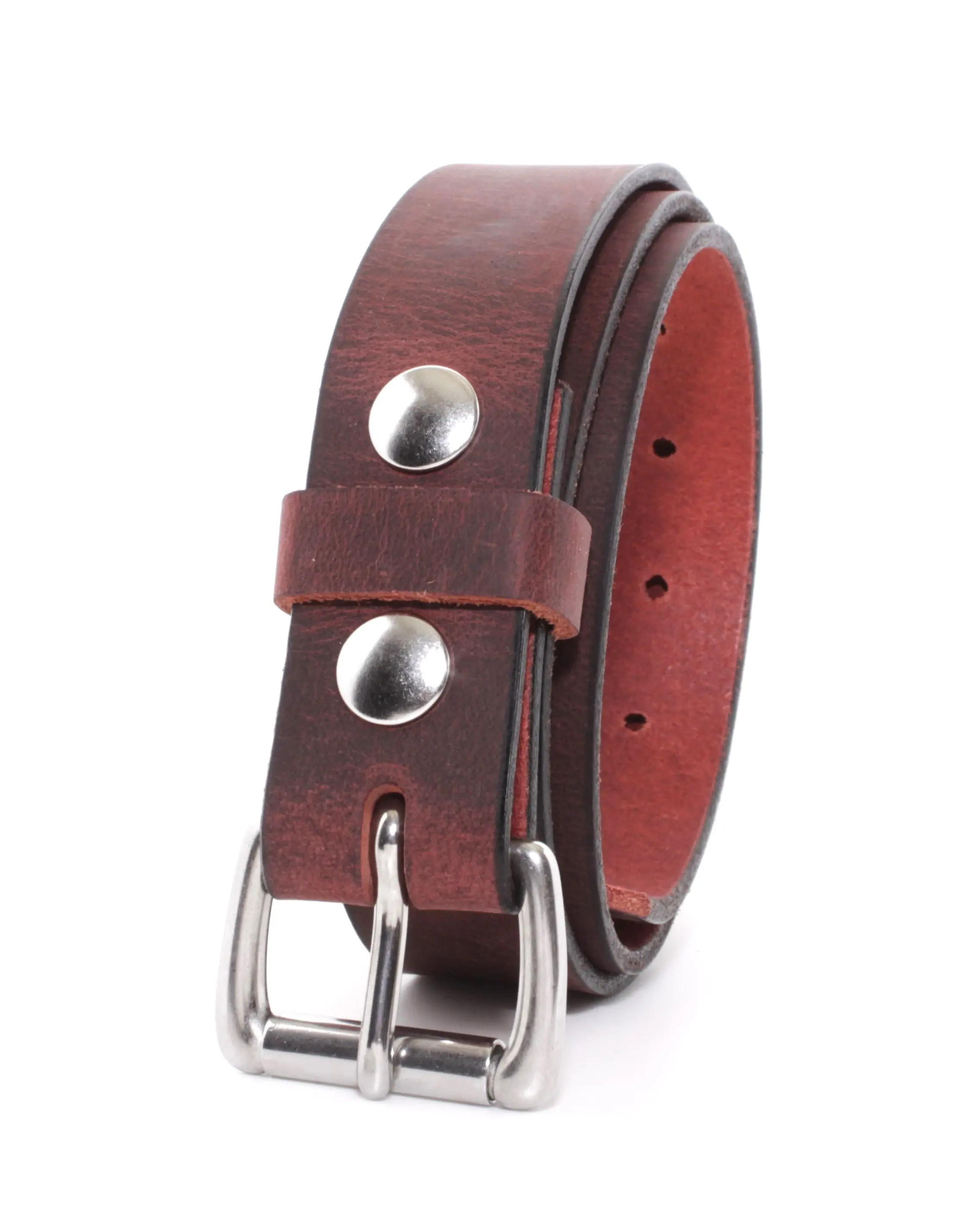 Mens Belts Leather Veg Oil Tan, Buffalo Leather Handmade By Amish, 1.25 Inch Wide & 3.6mm Thickness (Ox Blood)