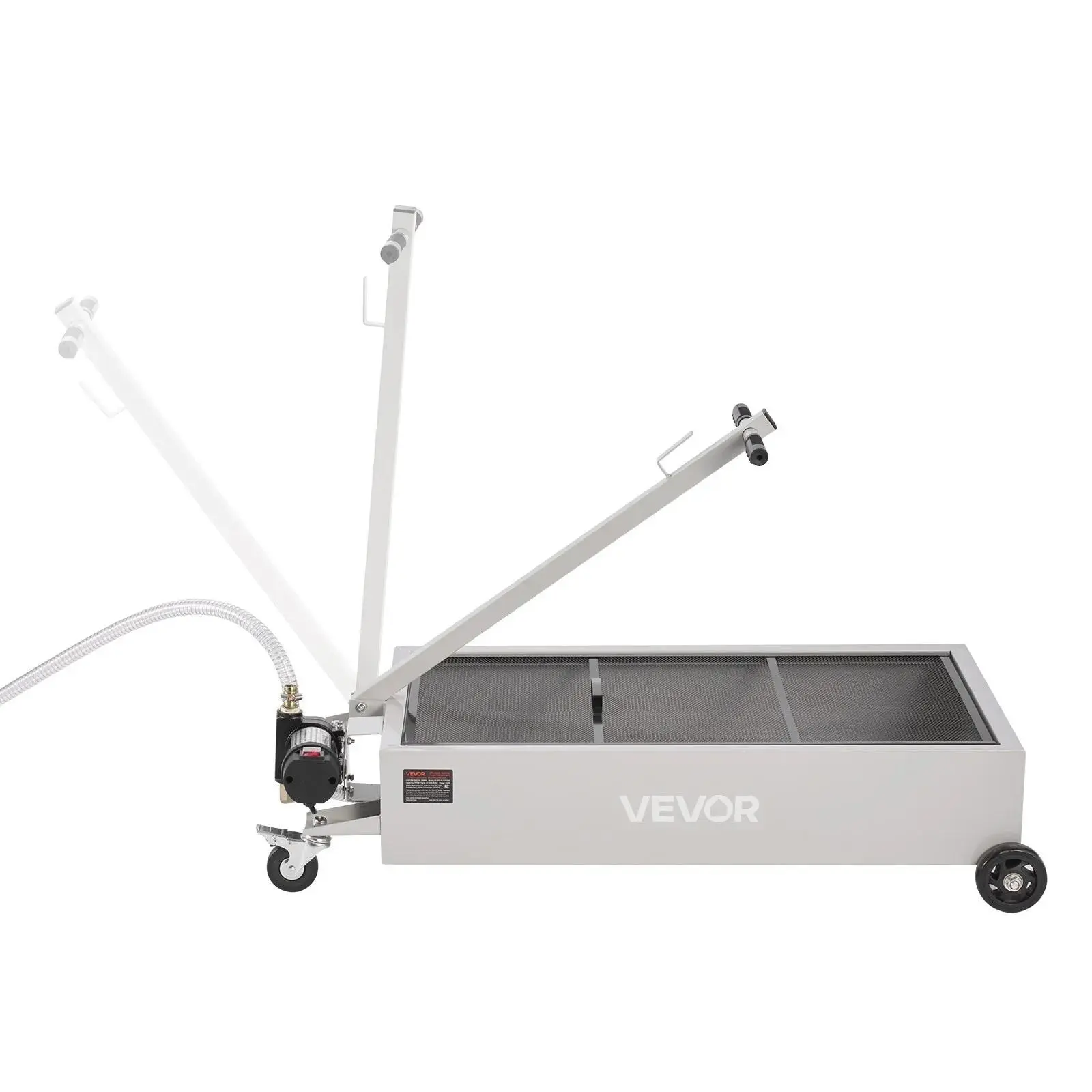 【summerfinds】VEVOR Low Profile Oil Drain Pan, 20 Gallon Capacity, Rolling Oil Drain Pan with Electric Pump, 7.2 ft Hose & T Folding Handle, Leak-proof & Corrosion-resistant, Fit for Cars, SUVs, Trucks, ATVs, White