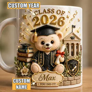 Graduation Gifts Class of 2026 Personalized Mug 2D Printed 3D Effect Coffee Cup, Custom Name Ceramic Keepsake for Students Seniors Graduates, Unique 2026 Celebration Gift Idea for Him Her Friends Family University Present