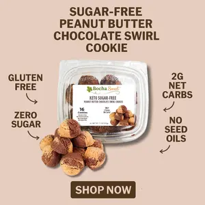 BochaSweet Keto Peanut Butter Chocolate Swirl Cookies – 1 Pack (16 Cookies) | Sugar-Free, Gluten-Free, No Seed Oils | Melt-in-Your-Mouth Low Carb Snack