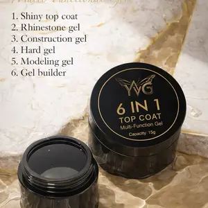 YVG Butterfly Nails Top Coat 6 in 1 Multi-Function Gel Shiny Rhinestone Hard Modeling Builder 15g