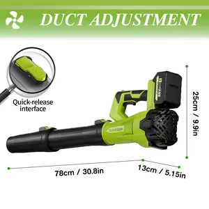 Leaf Blower/Electric Leaf Vacuum Fan with 4 Ah Battery Pack, up to 26,000 RPM, 580 CFM airflow, 160 MPH exhaust speed, adjustable outlet nozzle