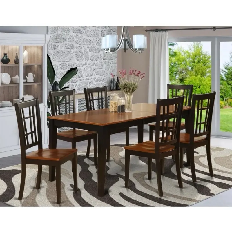 5 Piece Dining Table Set for 4 Vintage Farmhouse Wood Rusitc Kitchen Table Chair
