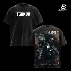 Escape From Tarkov Tactical Shooter Graphic T Shirt, Hardcore Survival FPS Gaming Tee, Military Operator Streetwear Shirt, Vintage Washed Oversized Heavy Cotton Unisex Gamer Merch, Extraction Shooter Fan Gift Top