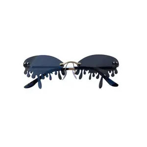 Drip God Sunglasses - Stylish Navy Blue Rimless Design with Unique Drip Detail for Trendy Looks
