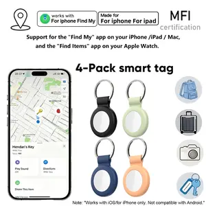 1/2/4PCS multi scene mini item tracker, intelligent anti loss tracker, item locator, no need to install APP. Suitable for Apple Find My (iOS only), suitable for keys, bags, luggage, pets, wallets, back, a great holiday gift. Keychain protective cover