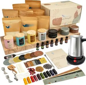 Soy Candle Making Kit with Electric Melter - Soy Wax, Big 7oz Jars & Tins, 7 Pleasant Scents, Color Dyes & More -  as Home Decorations - DIY Starter Scented Candles Making Kit