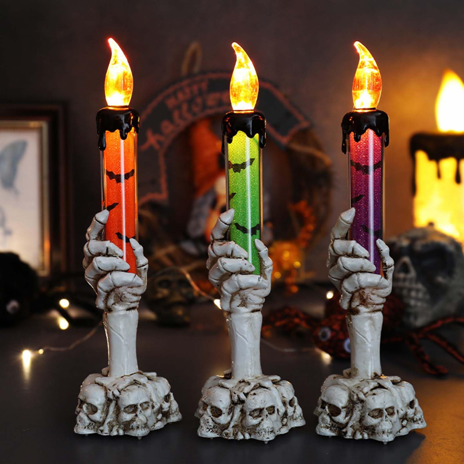 Halloween Decorative Lighting up Tea Light Holders, 3 Skeleton Hands Candle Light Holders Sets for Halloween Indoor Decoration/Halloween Party Prop Decoration Ornaments Halloween Decorative Lighting up Tea Light Holders, 3 Skeleton Hands Candle Light Holders Sets for Halloween Indoor Decoration/Halloween Party Prop Decoration Ornaments