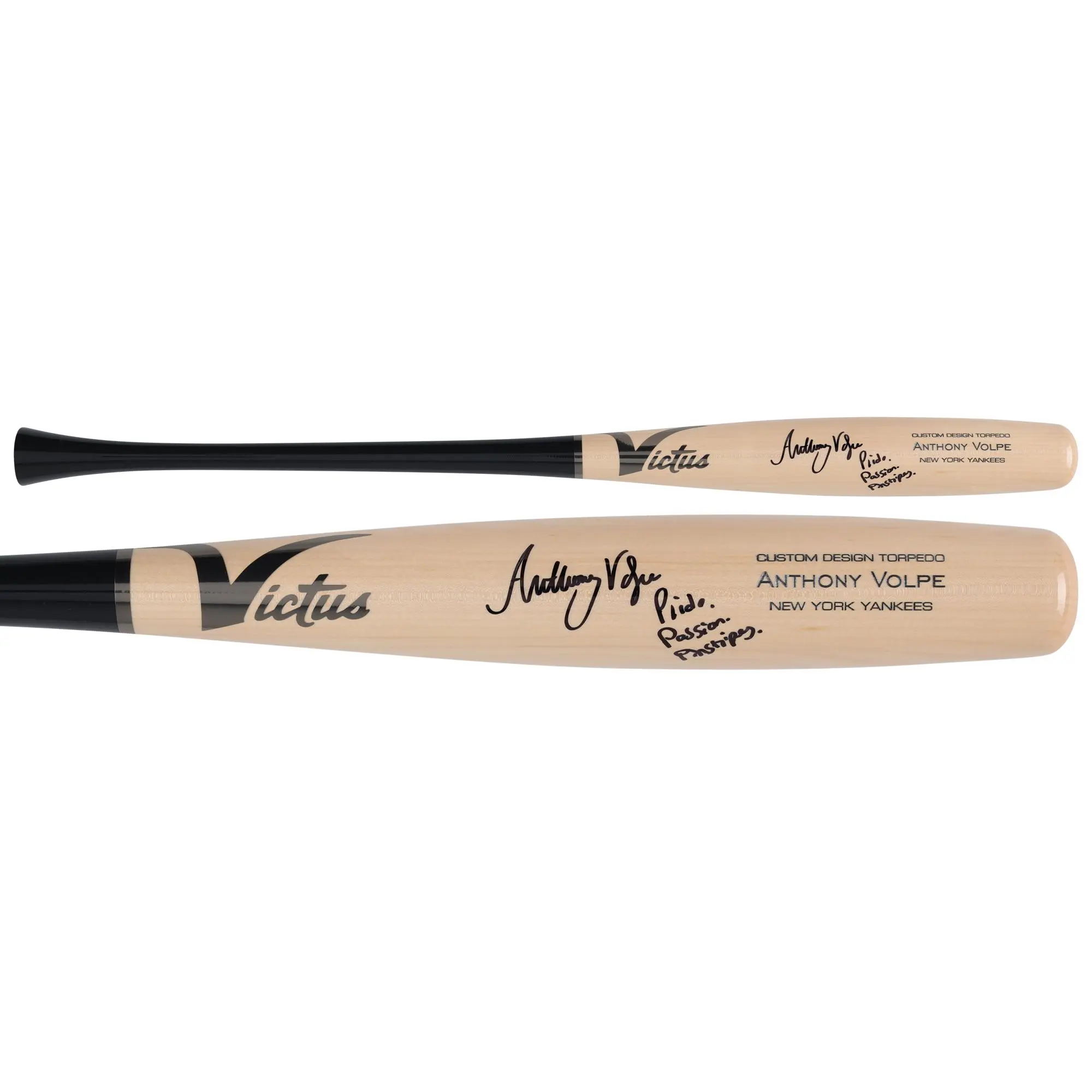 Anthony Volpe New York Yankees Autographed Victus Game Model Torpedo Bat with "Pride. Passion. Pinstripes." Inscription - Fanatics Authentic Certified
