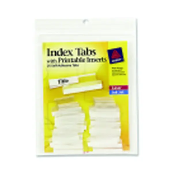 Avery Rectangular Self-Adhesive Index Tabs - Permanent Adhesive Tape Flags, Laser-Printable Pre-Cut Inserts, 1 in Stickers, 4x10 in Sheets for Envelope Feeder Printers, 25 per Pack