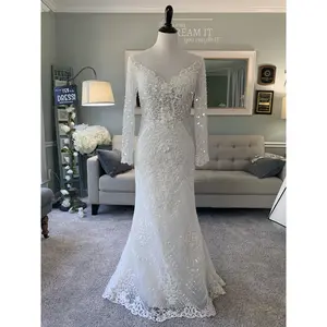 Ella Custom Wedding Dress with Illusion Back and Sleeves