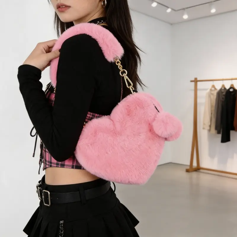 Romantic Heart Shaped Crossbody Bag,Accent Mini Top Handle Purse, Cute Fashion Shoulder Handbag for Dating Shopping Party