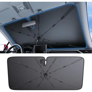 2025 Ice-Shield Car Windshield Sun Shade [100% Sun Block, 4th-Gen Cooling Tech] Reflective Heat Insulation, Portable Foldable Front Window Sunshade Umbrella For Sedans,SUVs-Universal Fit 57"x32"