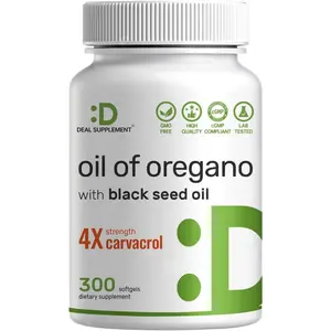 DEAL SUPPLEMENT Oil of Oregano Softgels with Black Seed Oil 300 Count – 4X Strength Carvacrol – 2-in-1 Herbal Oil Formula – Plant Based, Non-GMO