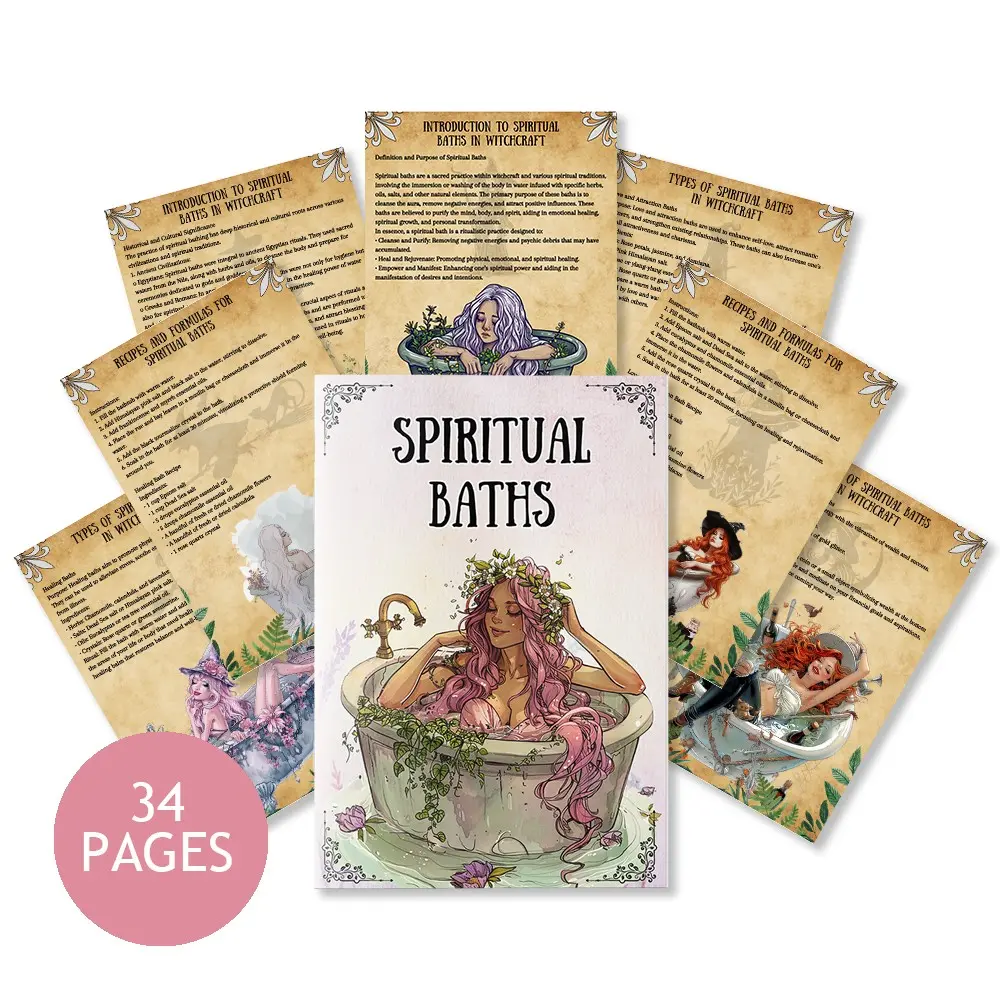 Spiritual Baths Recipe Notebook & Witchcraft Grimoire - 34-Page Ritual Journal for Cleansing, Prosperity & Abundance Baths, Spell Log Book with Ingredient Tracker, Herbs & Manifestation Prompts