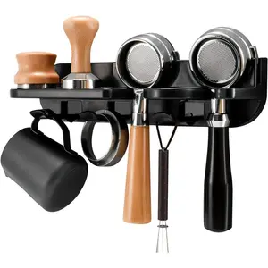 Espresso Tamper Holder Station  Wall Mounted Coffee Station Organizer Coffee Distributor & Tamper 54mm/2.1'' Portafilter Storage Wall Shelf Espresso Accessories Organizer Rack for Bar Home Office
