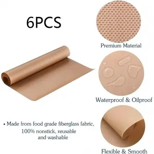6-Piece Non-Stick BBQ Mats, High-Temperature Reusable, Outdoor Grilling Pads, Oven Baking Liners, Family Kitchen Essentials
