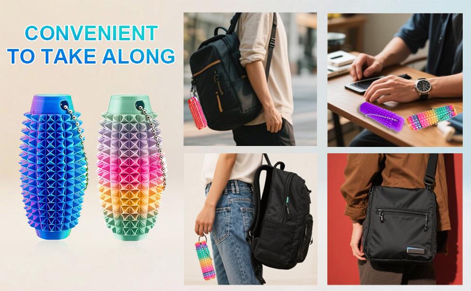 Spiky Sensory Fidget Keychain Toy for Adults, Mild Pressure Stimulation to Relieve Anxiety and Stress, Portable Pocket Size for Travel and Daily Use(Style-2)