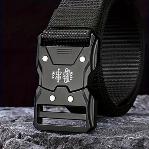 Men's Canvas Belt, Men's Military Style Tactical Belt with Plastic Buckle - Breathable, Durable And Comfortable for Outdoor Sports And Work, Ideal Gift, Sport Lumbar Support | Adjustable Size | Durable Plastic Buckle