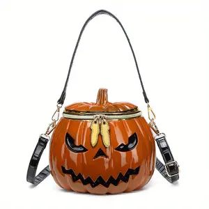 Halloween Upgrade, Two Shoulder Straps + Pull Head Color Matching Pumpkin Purse, Novelty Purses for Wo  FunnyHalloween Purses and Handbags Pumpkin Handbag