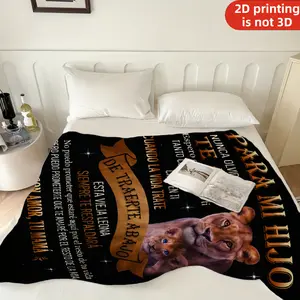 A mother’s gift to her son: Spanish-language blanket, soft and comfortable, featuring a lioness, cub, and inspirational text, perfect for Christmas or a son’s birthday, suitable for bedroom, living room, sofa, camping, and more.