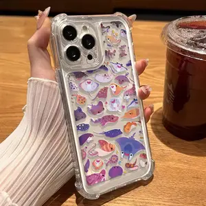 A transparent phone case with an anime marine creature pattern, TPU shockproof full protection case, suitable for iPhone 17/16/15/14/13/12/11 PRO PROMAX PLUS AIR X XS, is an ideal gift for friends and family, SJTKK159