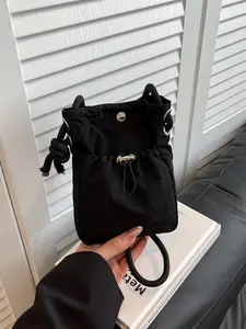 Women's Fashion Casual Crossbody Shoulder Bag, Pure Color Buckle Closure, Fabric Material, Suitable for Daily Use, Travel, School