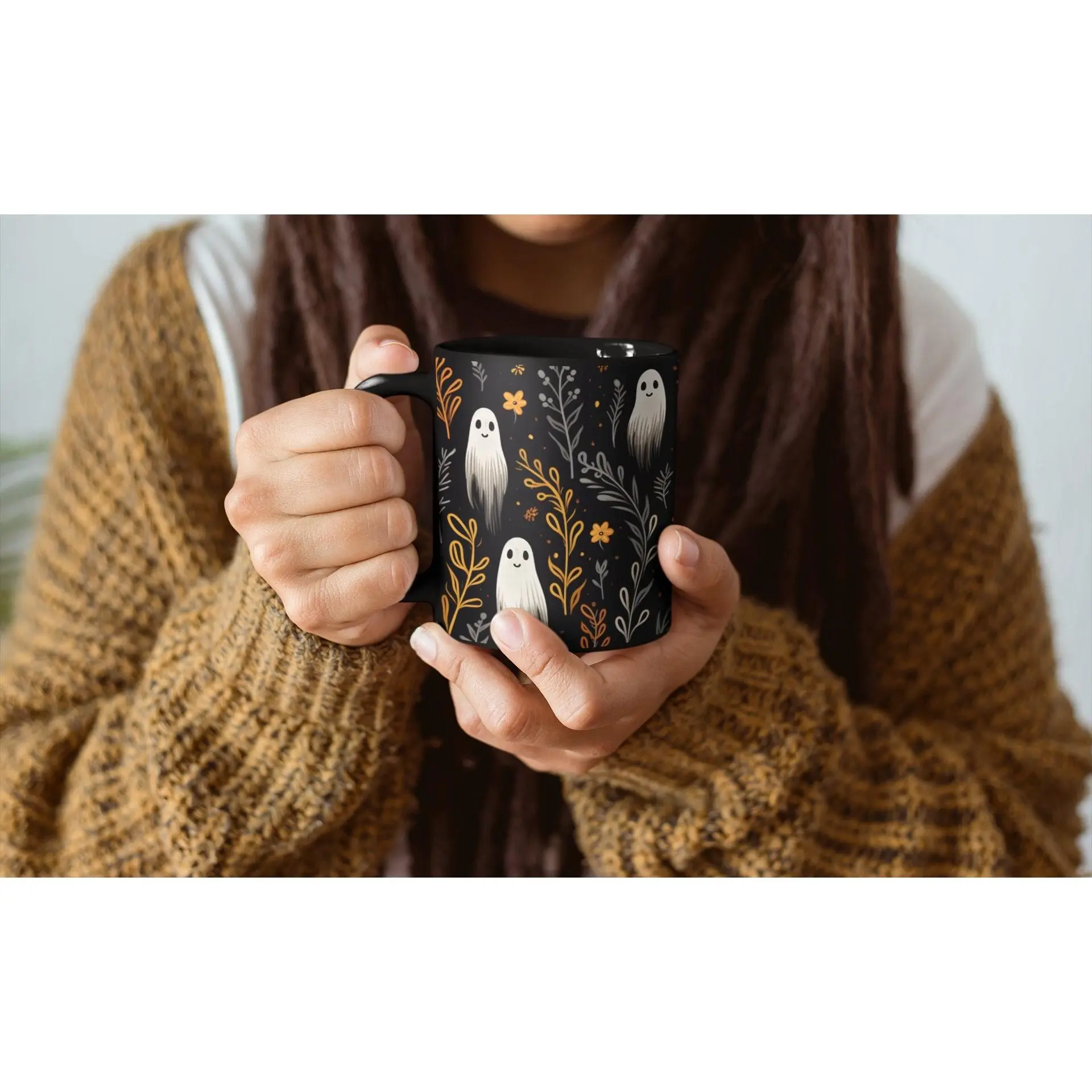 Cute Ghosts 11oz Coffee Mug, Festive Halloween Ceramic Mug, Fall aesthetic, Halloween theme, perfect gift for Teacher, Fall Decor Ghost Cup