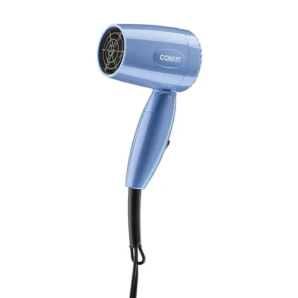 Conair Dual Voltage Hair Dryer, Compact Folding Handle Design, 1600W Travel blow dryer for on-the-go styling with foldable 0.75-lb design, high-velocity airflow, and various heat/speed settings