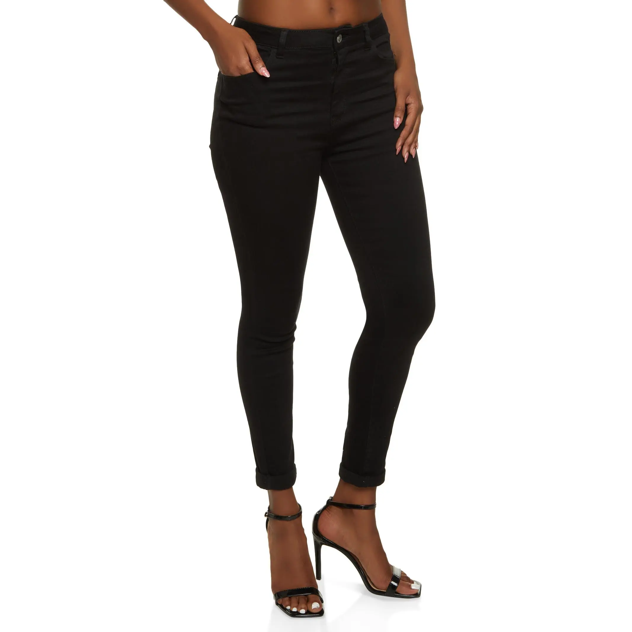 WAX Whiskered Rolled Cuff Skinny Jeans