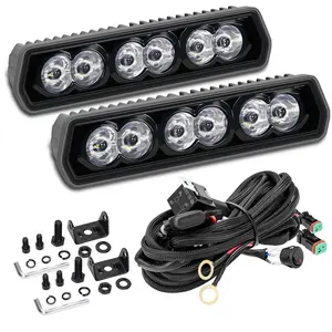 6 Inch LED Light Bar, 2PCS 120W 12,000LM Offroad Fog/Driving Lights LED Pods with DT Wiring Harness Kit, Spot Beam Backup Lights LED Work Lights Auxiliary Light on Truck ATV UTV Boat Car Accessories