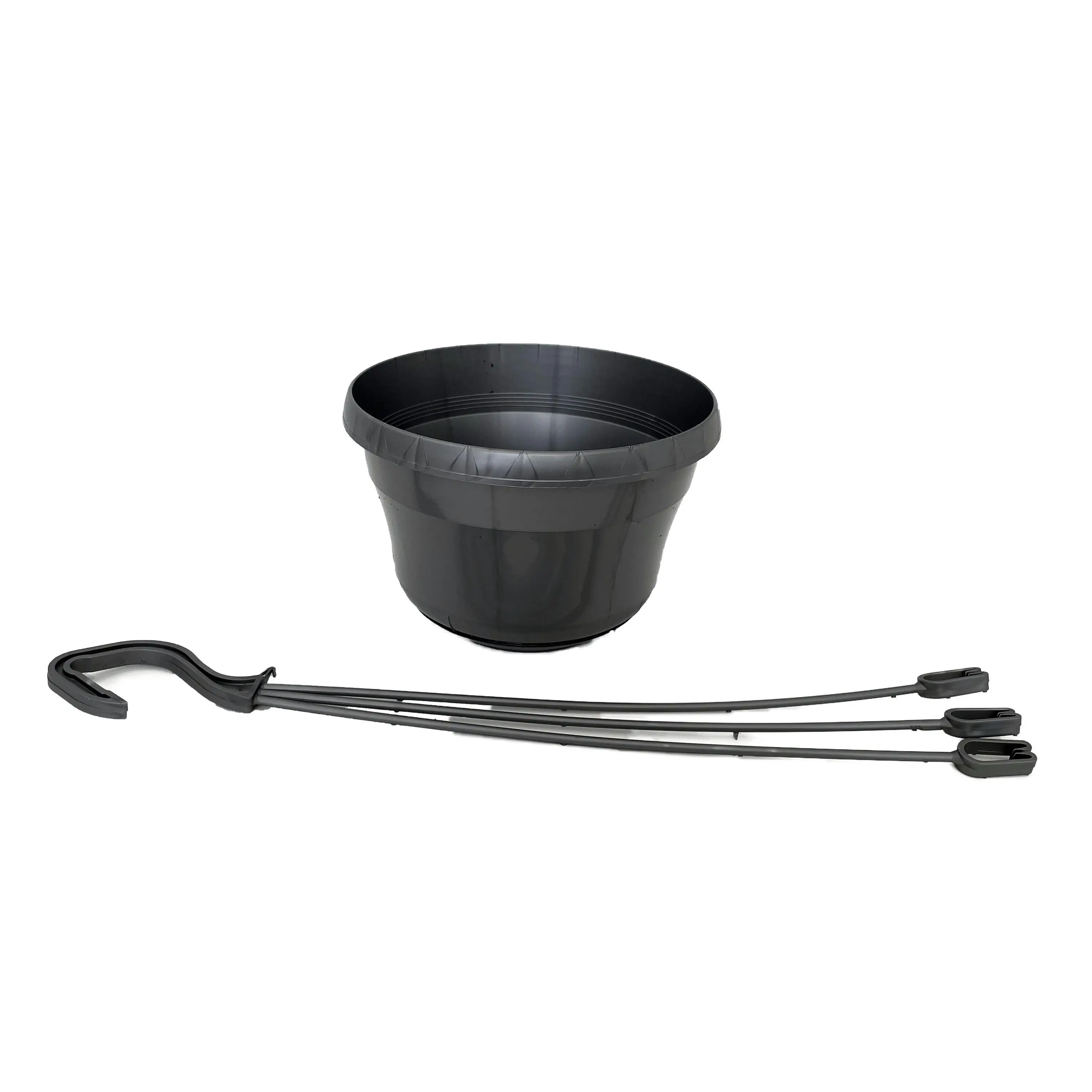 Silver Color 6" Plastic Hanging Basket with Attached Saucer