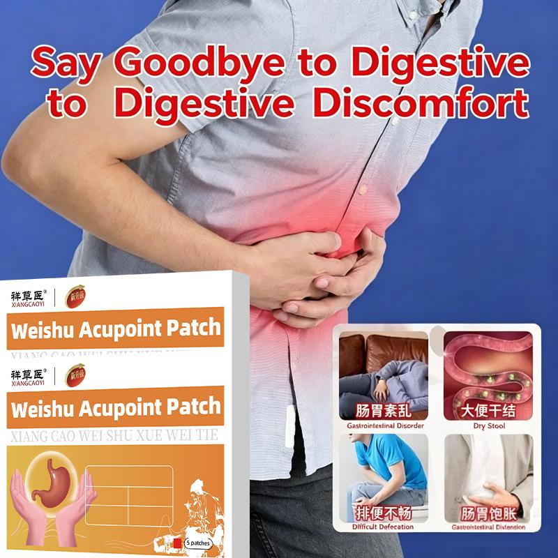 Moxibustion Stomach Patch, Gastrointestinal Patch. For stomach pain, bloating, stomach cold, heartburn, acid reflux, hiccups, weak spleen and stomach, and flatulence.