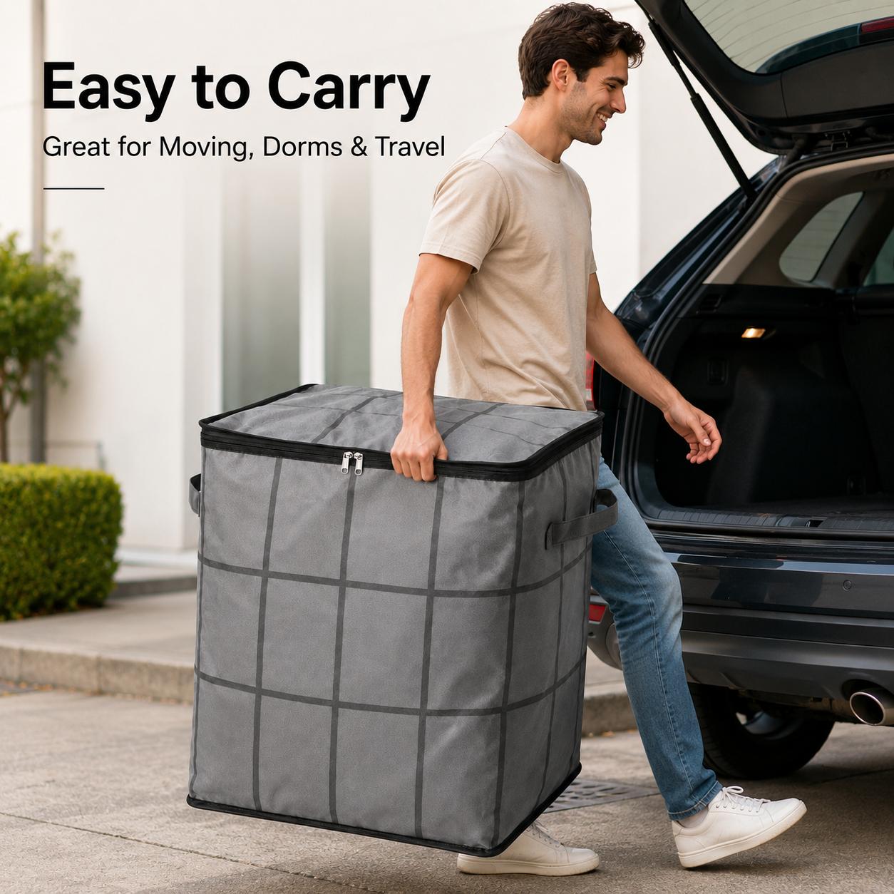 Spacious Moving Storage Bin, Zippered Organizer for Quilts, Bedding & Sweaters, Large Capacity Fabric Bag for Moving Day, Closet & Bedroom Use Spacious Moving Storage Bin, Zippered Organizer for Quilts, Bedding & Sweaters, Large Capacity Fabric Bag for Moving Day, Closet & Bedroom Use