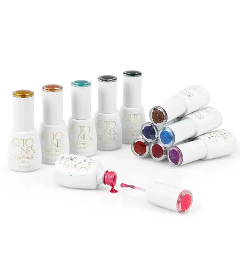 Tones Shiny Diamond Gel - Collection (12 Colors x 0.56 fl oz) - Durable, Easy to Apply, High-Pigment Formula with Fine Glitter for Sparkling Results