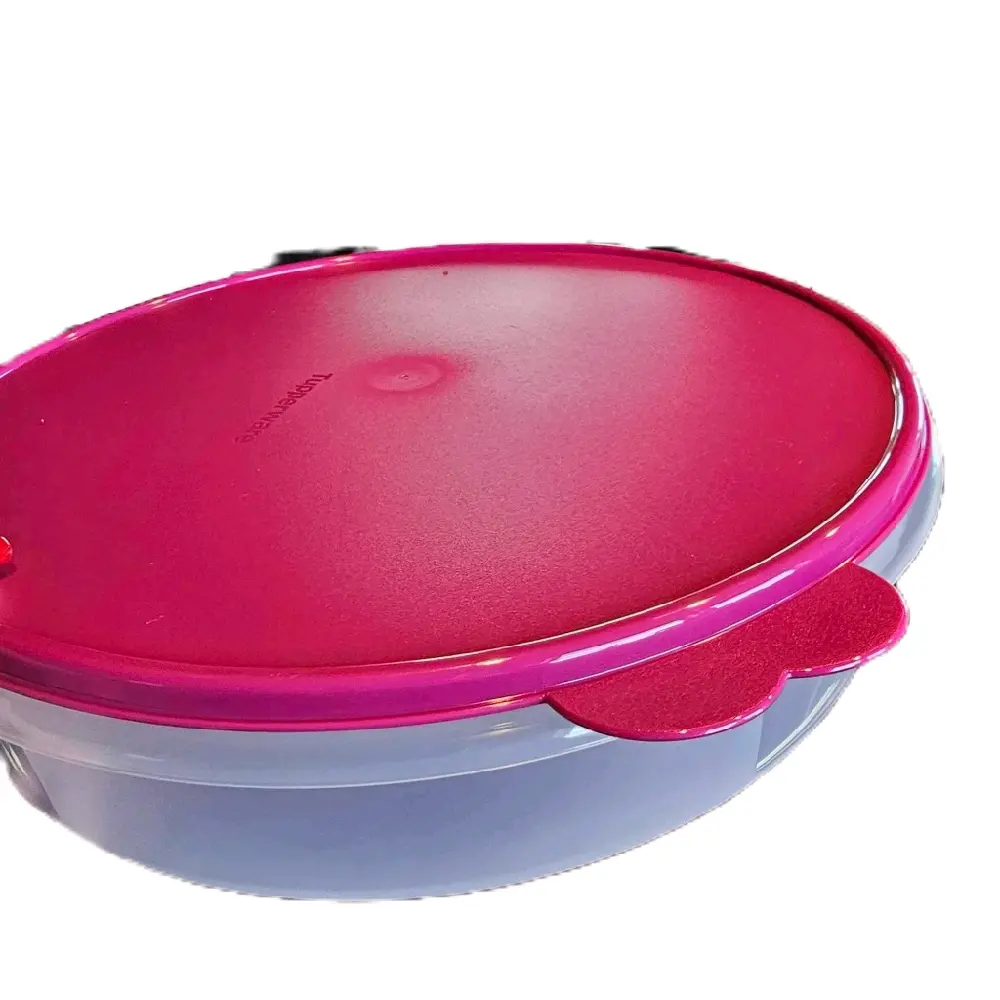 Tupperware Round Container with Raspberry Lid for Easy Storage and ...