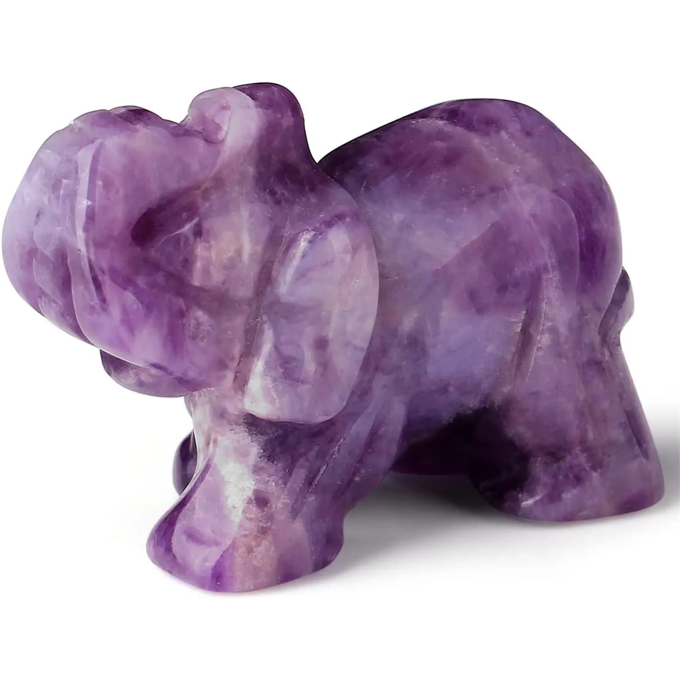 Women's Hand-Carved Polished Amethyst Elephant Sculpture - 2-in-1 Natural Healing Crystal Home Office Desk Tabletop Ornament for Vitality, Wisdom, Prosperity, Insomnia Relief, Ideal Gift (Home Supplies)